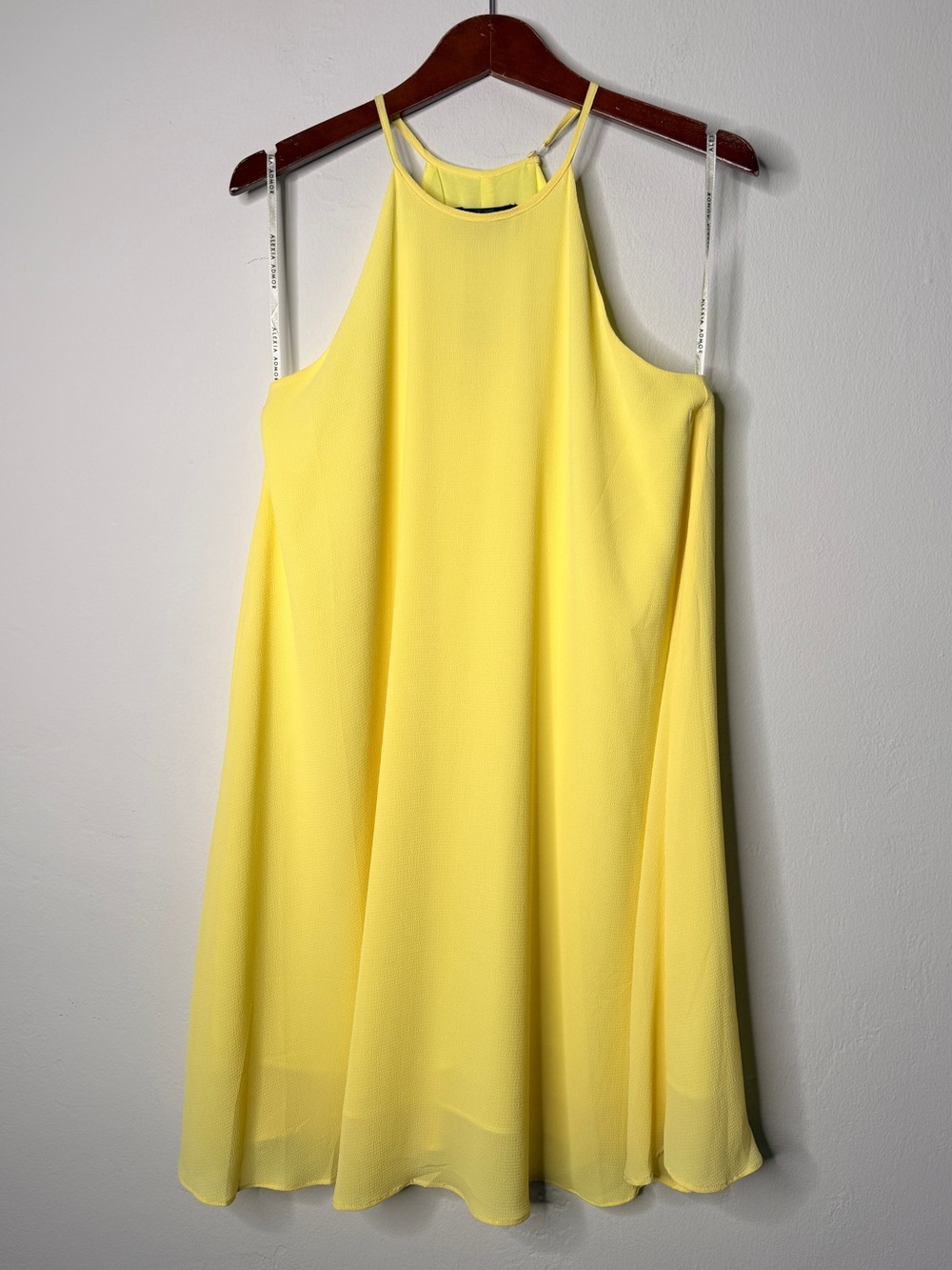 Alexia Admor Yellow Textured Halter Swing Dress Size XS NWOT